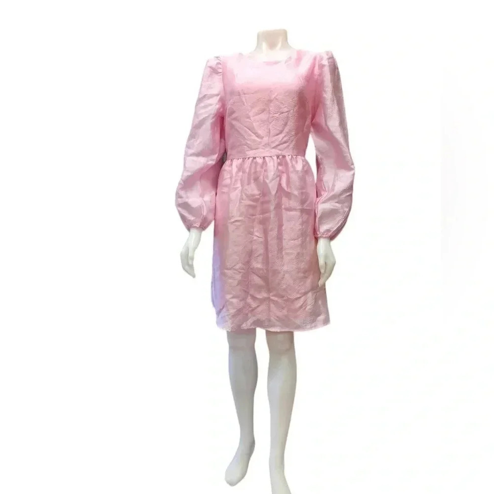 ASOS Vila Pink Puff Shoulder Long Sleeve Mini  Dress Size 40